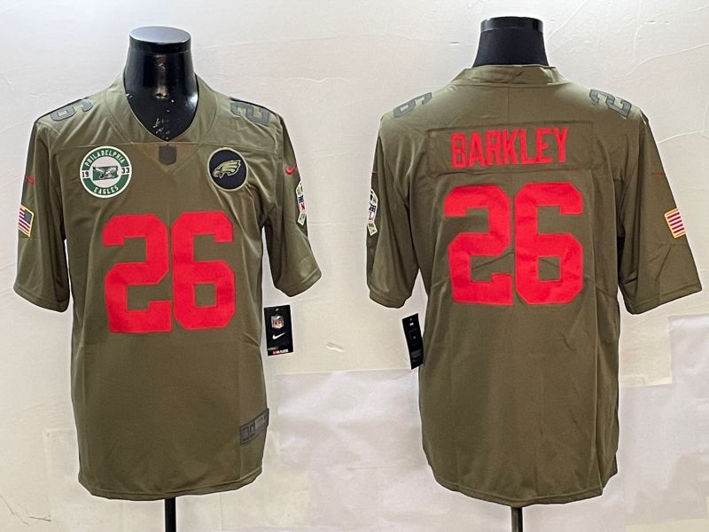 Men Philadelphia Eagles 26 Barkley Green 2025 Nike Salute to Service Limited NFL Jersey style 3